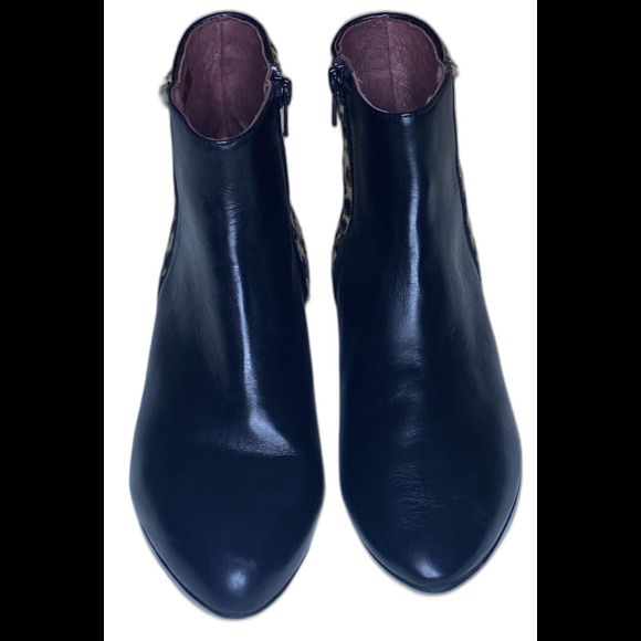 SABRINAS Ankle Boots Leather Calf Hair Fur Leopard Spain Womens 38 US 7.5 Black - Picture 3 of 9